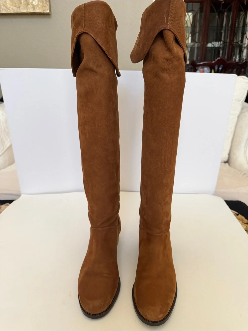 Stuart Weitzman Dunkirk Luggage Suede over the knee boot